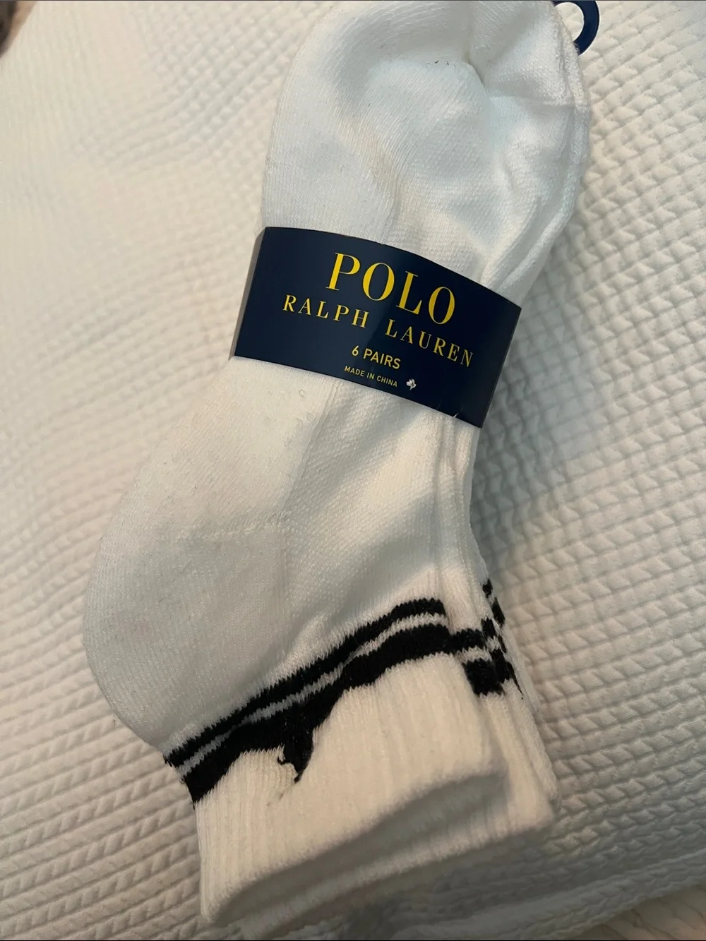Polo by Ralph Lauren White Crew Athletic Socks 6 Pack, Size 4-10.5.